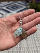 Load image into Gallery viewer, Larimar and Cape Cod sand infused mermaid tail pendant
