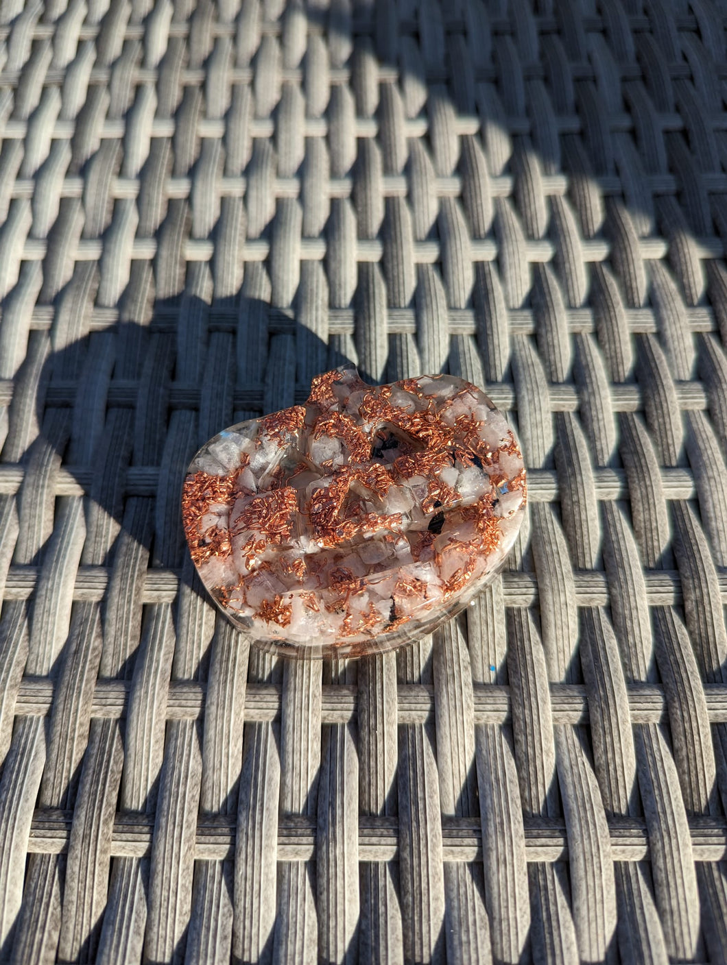 Pumpkin orgonite with moonstone and copper