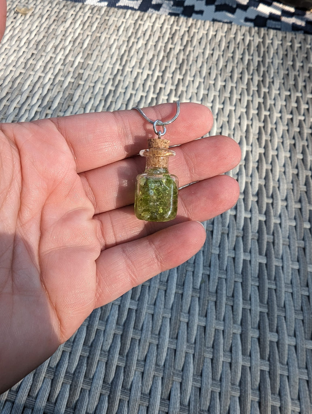 Peridot pendant, green crystal necklace