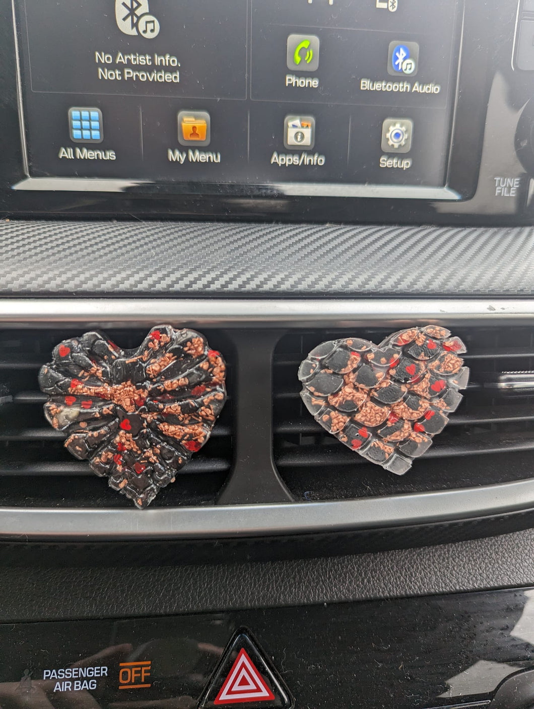 Valentines day car vent clips with shungite