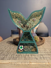 Load image into Gallery viewer, mermaid tail trinket dish, crystal shelf, blue crystal ocean vibes decor
