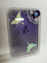Load image into Gallery viewer, Purple Luna moth tray with angel aura quartz, charoite and moonstone
